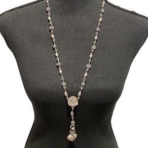 Sterling Silver Queen Baby Large Crowned Heart 
Necklace Rosary